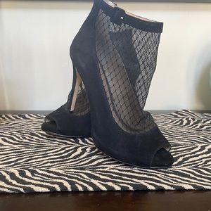 INC Black Mesh Peep Toe Heels